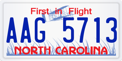 NC license plate AAG5713