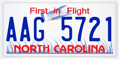 NC license plate AAG5721