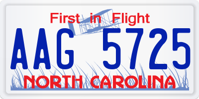 NC license plate AAG5725