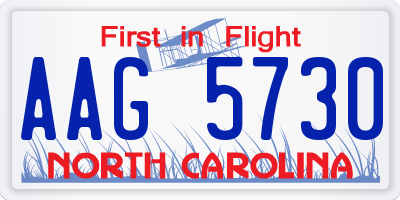 NC license plate AAG5730