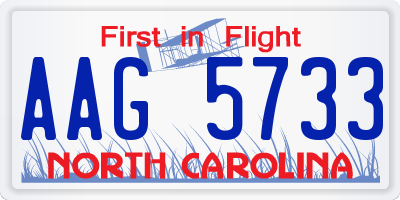 NC license plate AAG5733