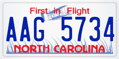 NC license plate AAG5734