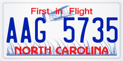 NC license plate AAG5735