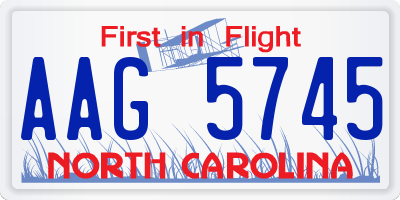 NC license plate AAG5745
