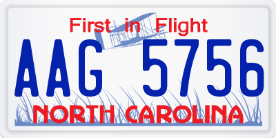 NC license plate AAG5756