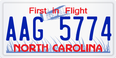 NC license plate AAG5774