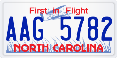 NC license plate AAG5782