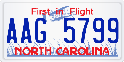 NC license plate AAG5799