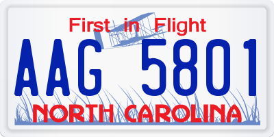NC license plate AAG5801