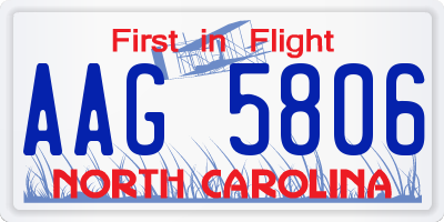 NC license plate AAG5806