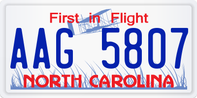 NC license plate AAG5807