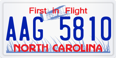 NC license plate AAG5810