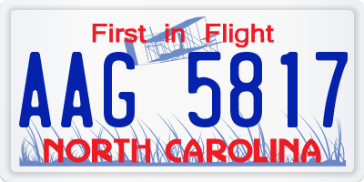 NC license plate AAG5817
