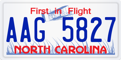 NC license plate AAG5827