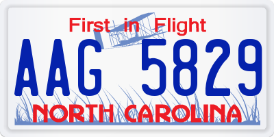NC license plate AAG5829