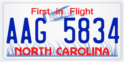 NC license plate AAG5834