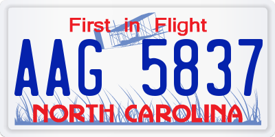 NC license plate AAG5837