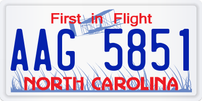 NC license plate AAG5851