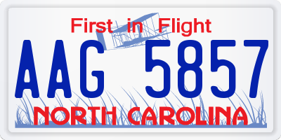 NC license plate AAG5857