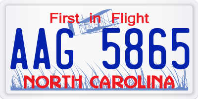 NC license plate AAG5865