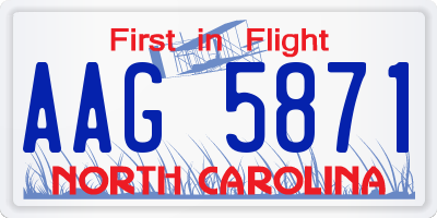 NC license plate AAG5871