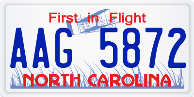 NC license plate AAG5872