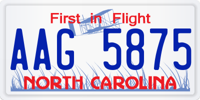 NC license plate AAG5875