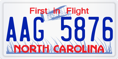 NC license plate AAG5876