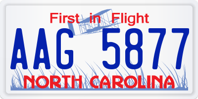 NC license plate AAG5877