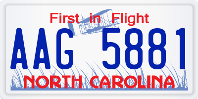 NC license plate AAG5881