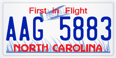NC license plate AAG5883