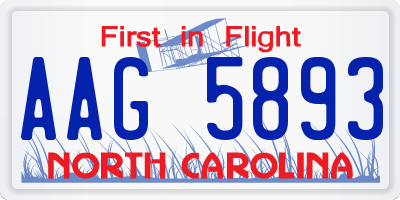 NC license plate AAG5893