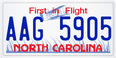 NC license plate AAG5905