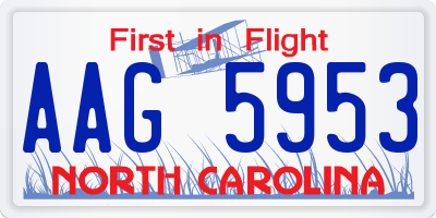 NC license plate AAG5953