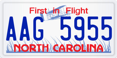 NC license plate AAG5955
