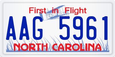 NC license plate AAG5961