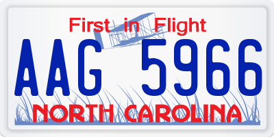 NC license plate AAG5966
