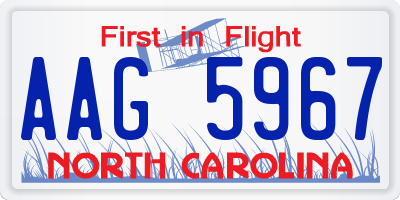 NC license plate AAG5967