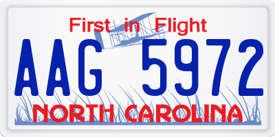 NC license plate AAG5972