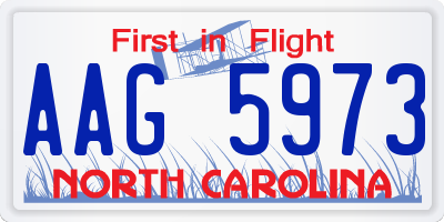 NC license plate AAG5973