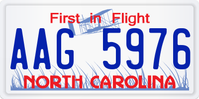 NC license plate AAG5976