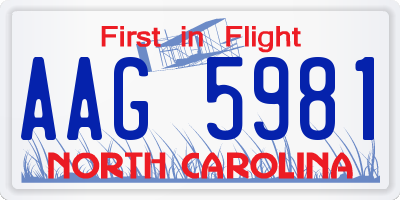 NC license plate AAG5981