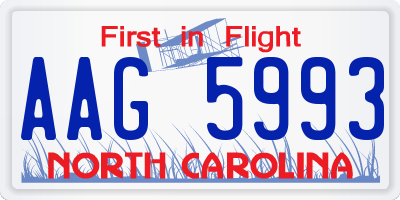 NC license plate AAG5993