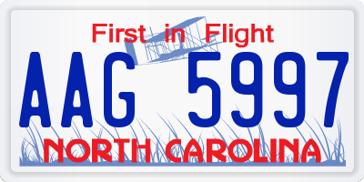 NC license plate AAG5997