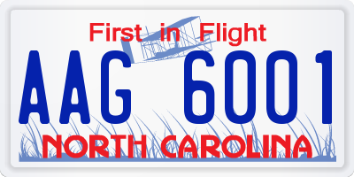 NC license plate AAG6001
