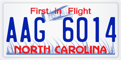 NC license plate AAG6014