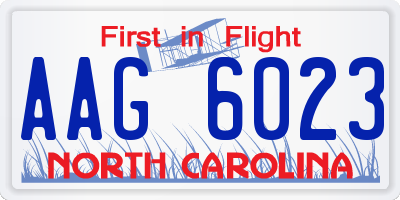 NC license plate AAG6023