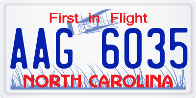 NC license plate AAG6035