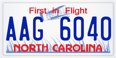 NC license plate AAG6040