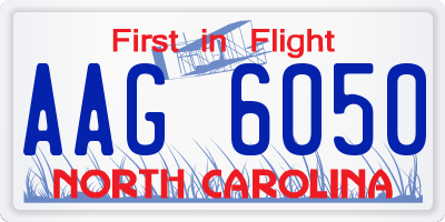 NC license plate AAG6050